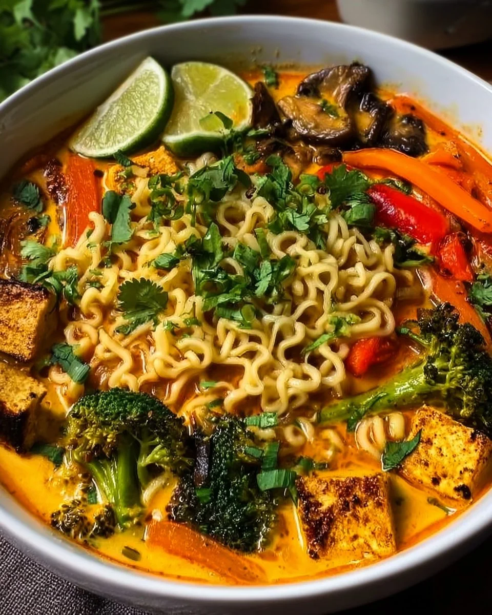 Curry Rouge Thaï Végétalien Avec Ramen