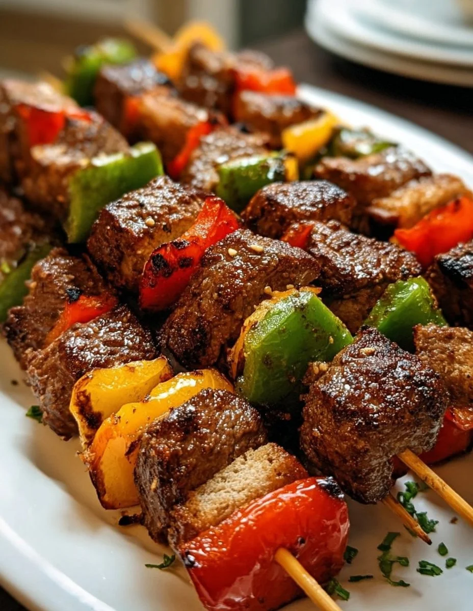 Brochettes de bœuf grillées aux poivrons