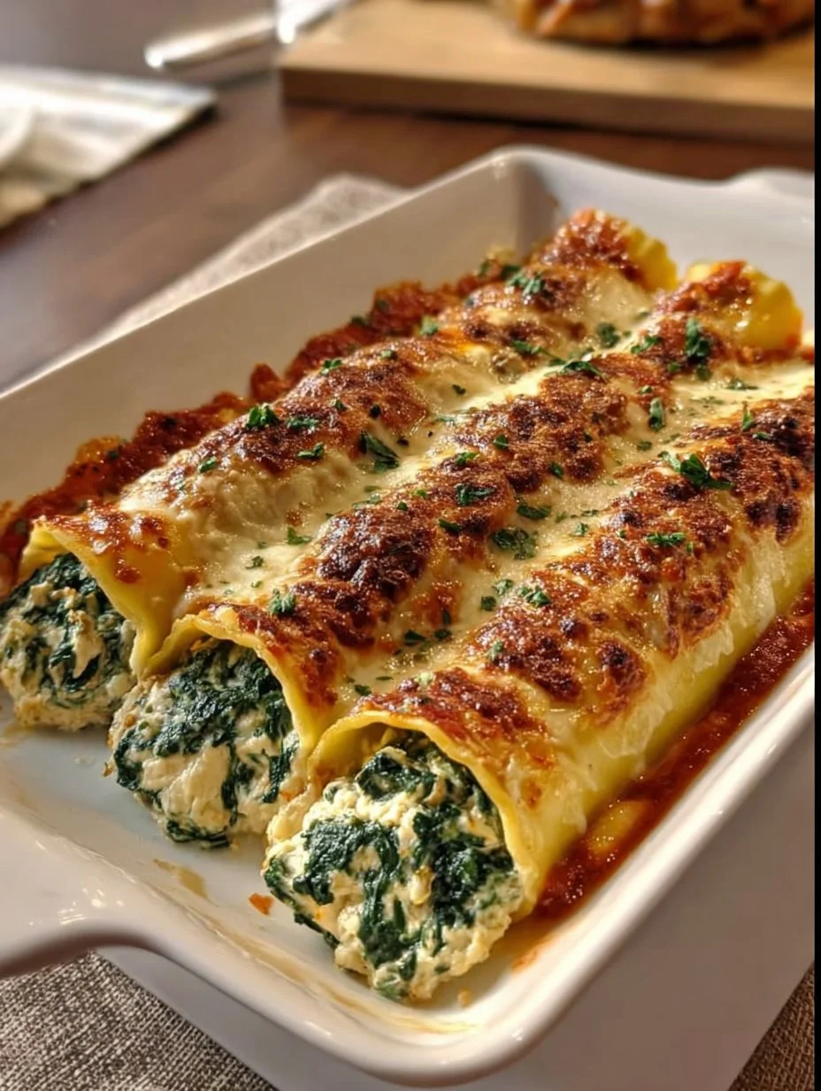 Cannellonis ricotta épinards gratinés