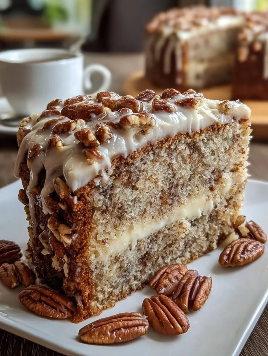 Gâteau moelleux aux noix de pécan et glaçage vanillé