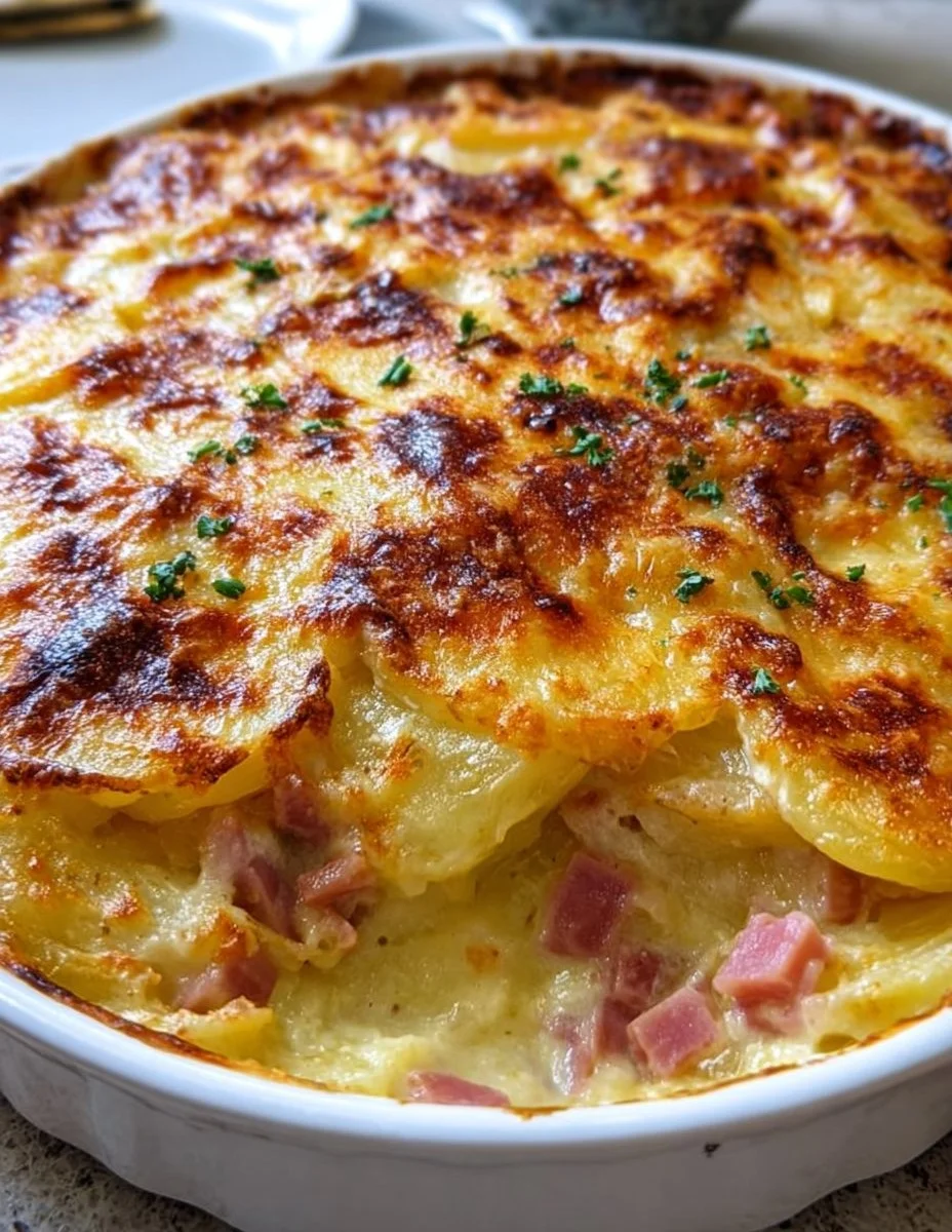Gratin de pommes de terre au jambon ultra crémeux