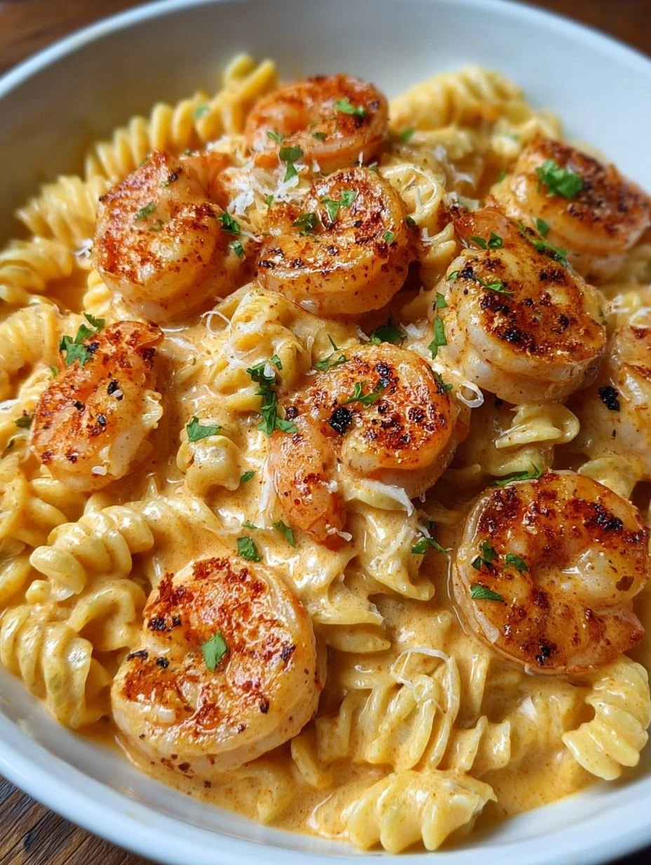 Pâtes crémeuses aux crevettes cajun