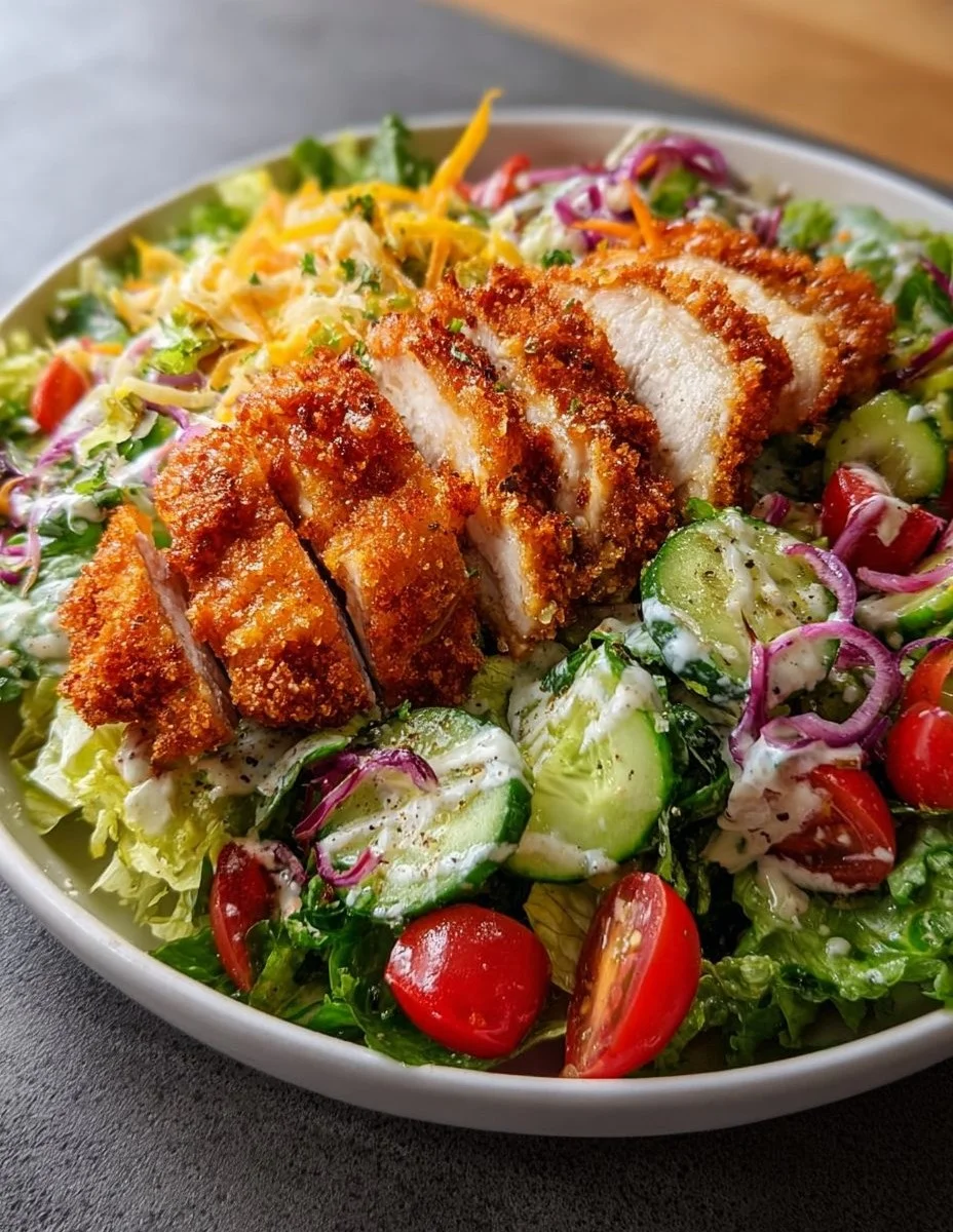 Salade complète au poulet croustillant facile
