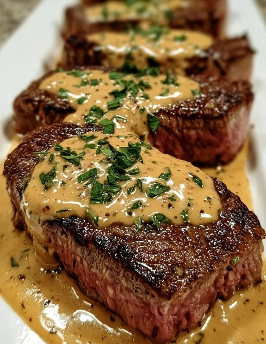Steaks grillés sauce crémeuse au poivre