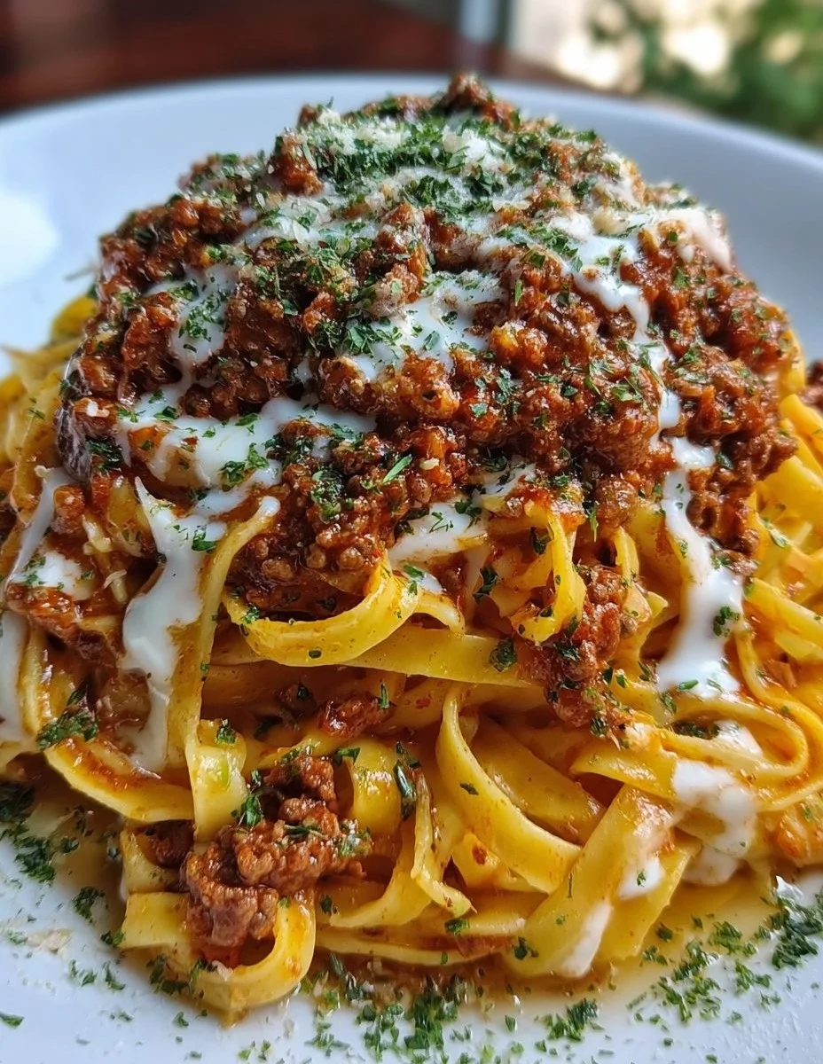 Tagliatelles bolognaises crémeuses au fromage