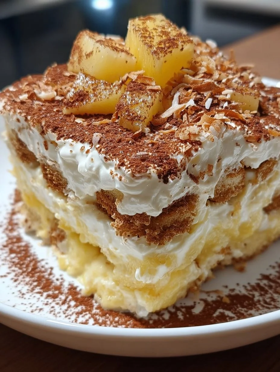 Tiramisu coco ananas frais et crémeux facile