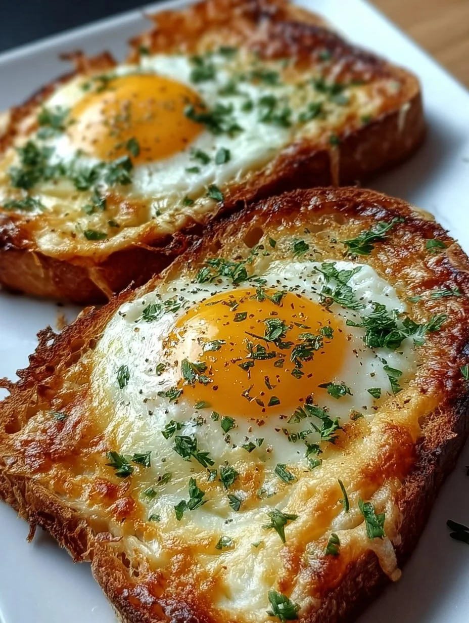 Toasts œufs fromage au four