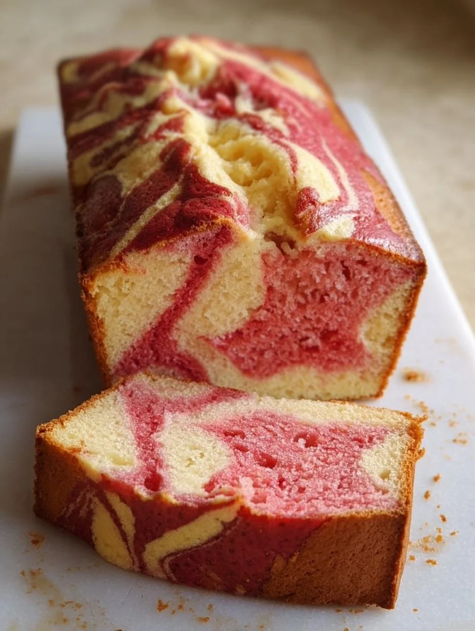 Cake marbré vanille-fraise