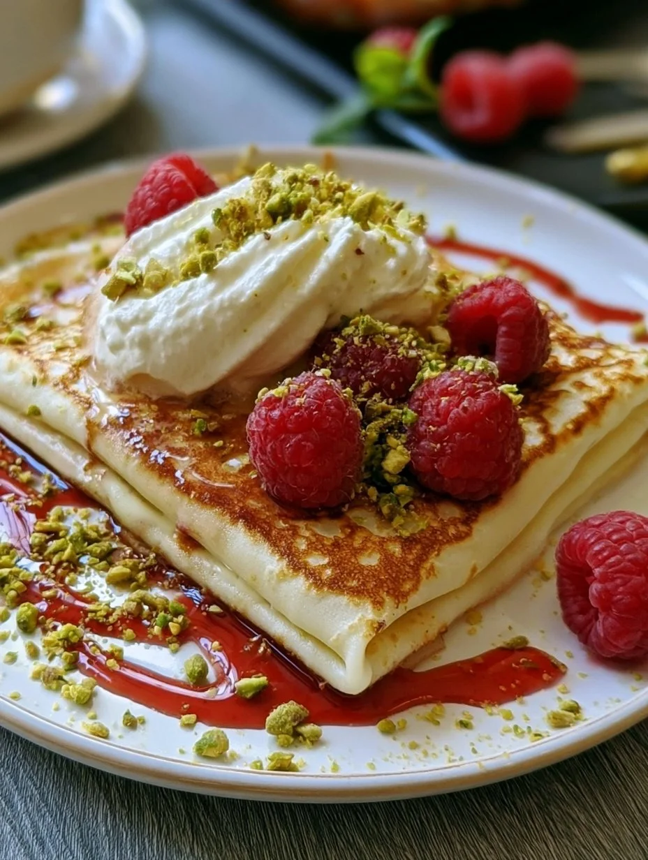 Crêpes pistache framboise