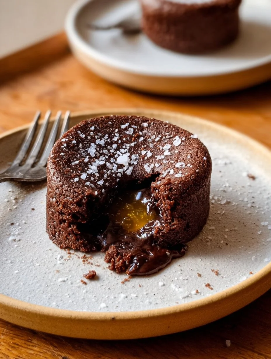 Fondant chocolat, huile d’olive et fleur de sel