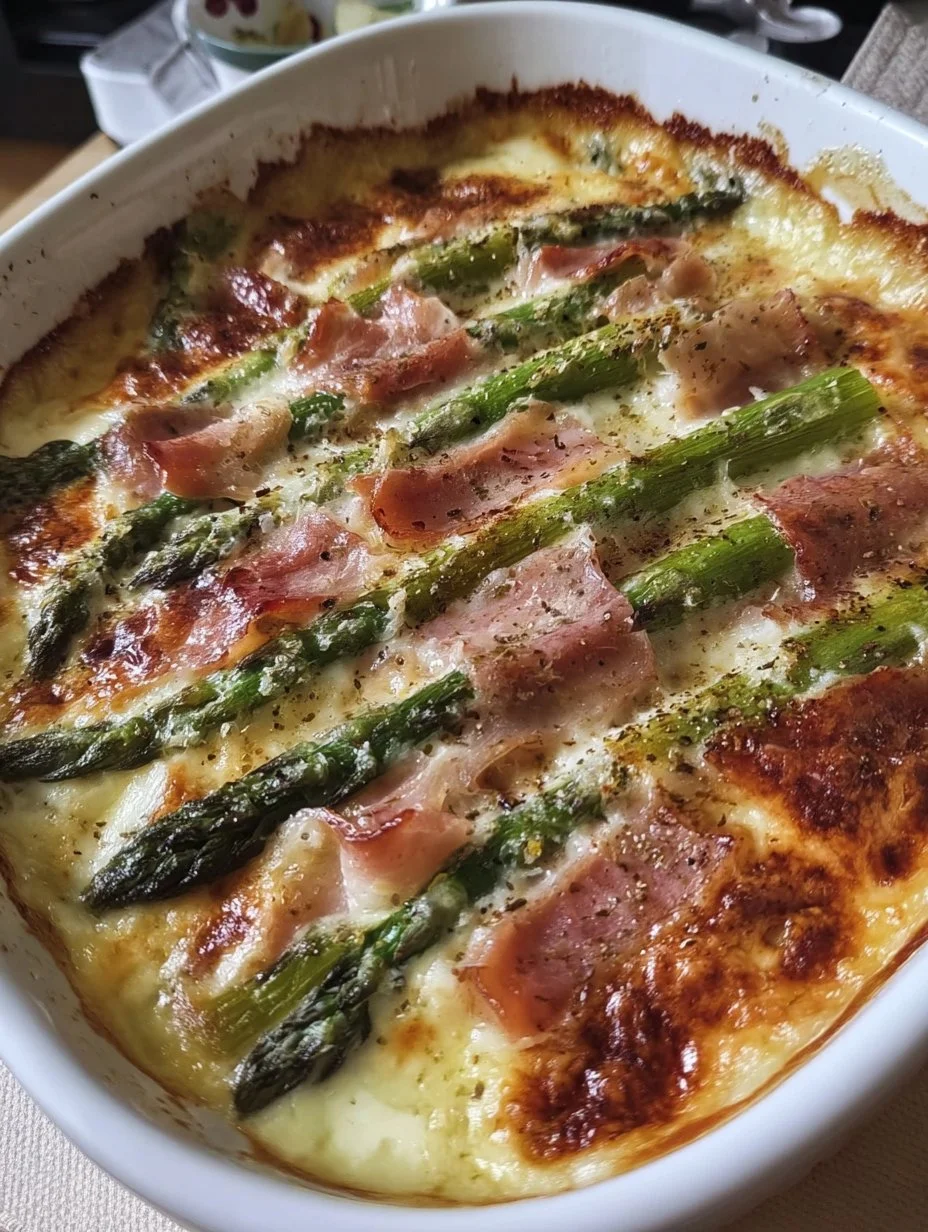 Gratin d’Asperges au Jambon Sec