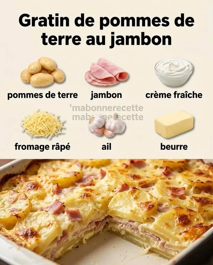 Gratin de pommes de terre au jambon