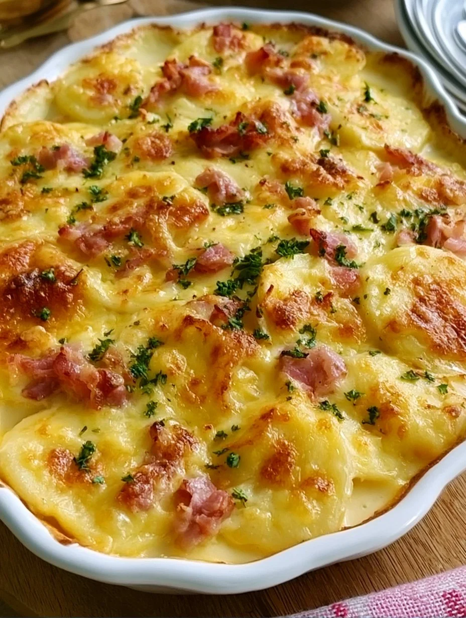 Gratin de Pommes de Terre au Jambon et Fromage Crémeux
