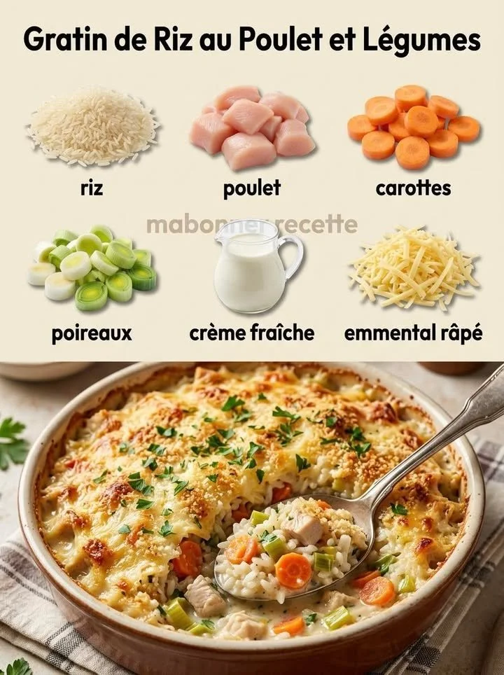 Gratin de Riz au Poulet et Légumes