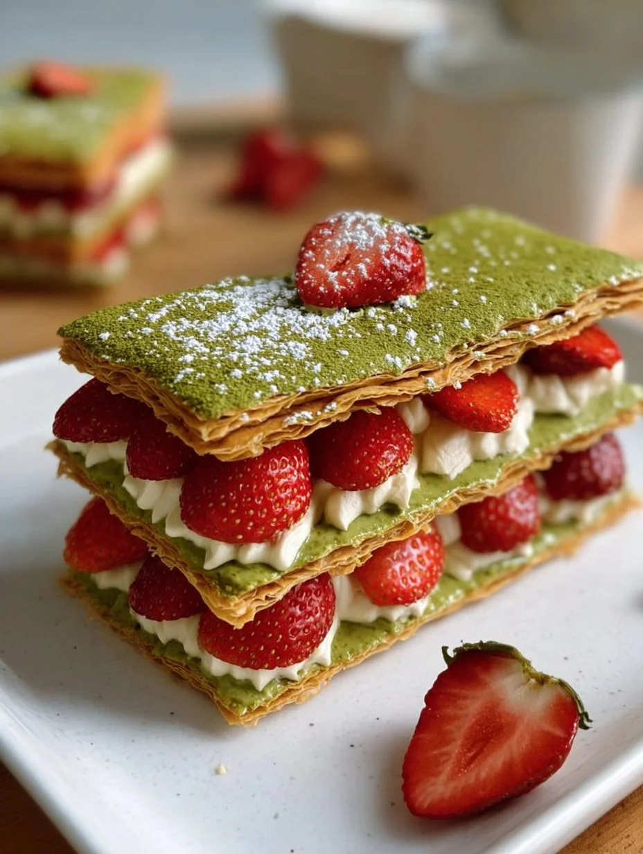 Millefeuille express matcha-fraise