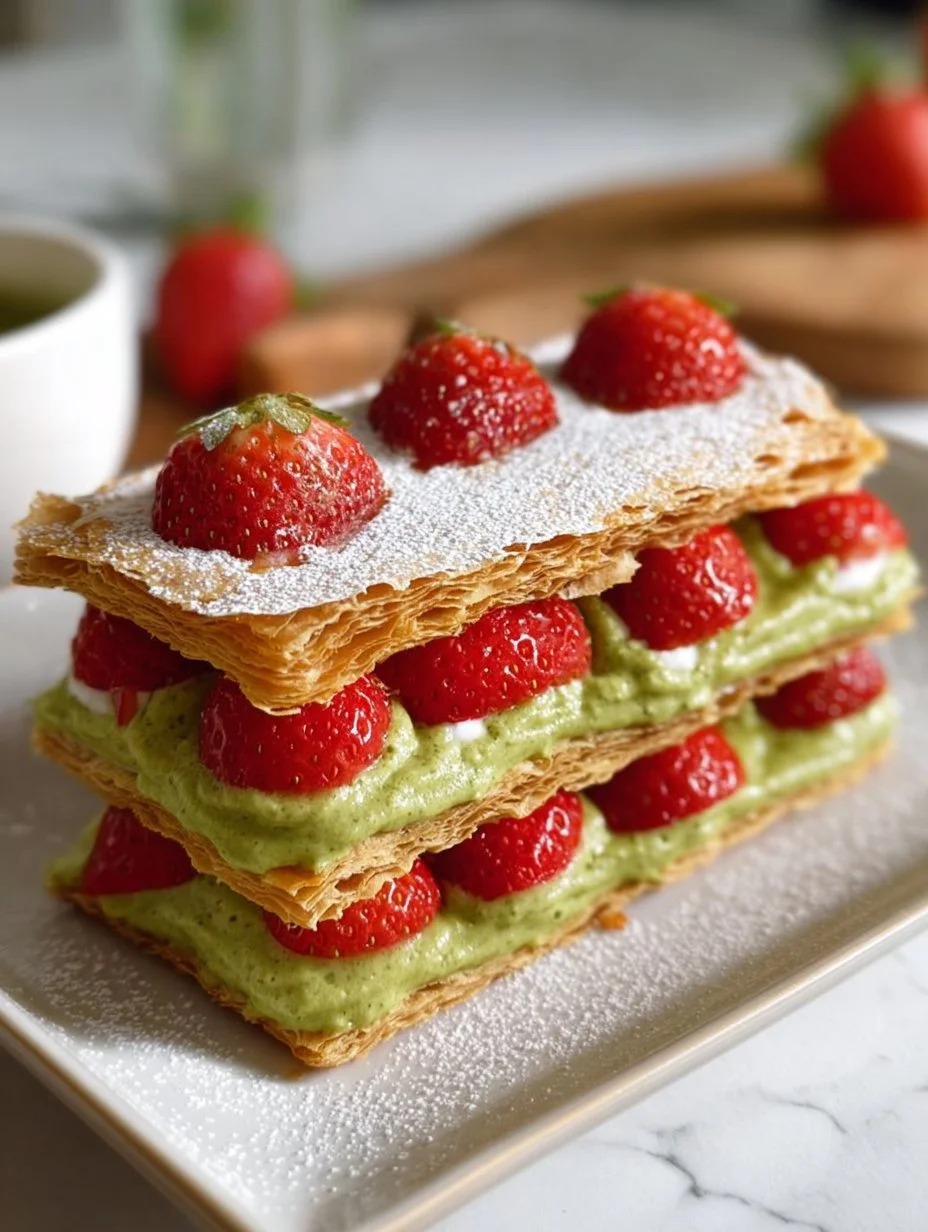 Millefeuille express matcha-fraise