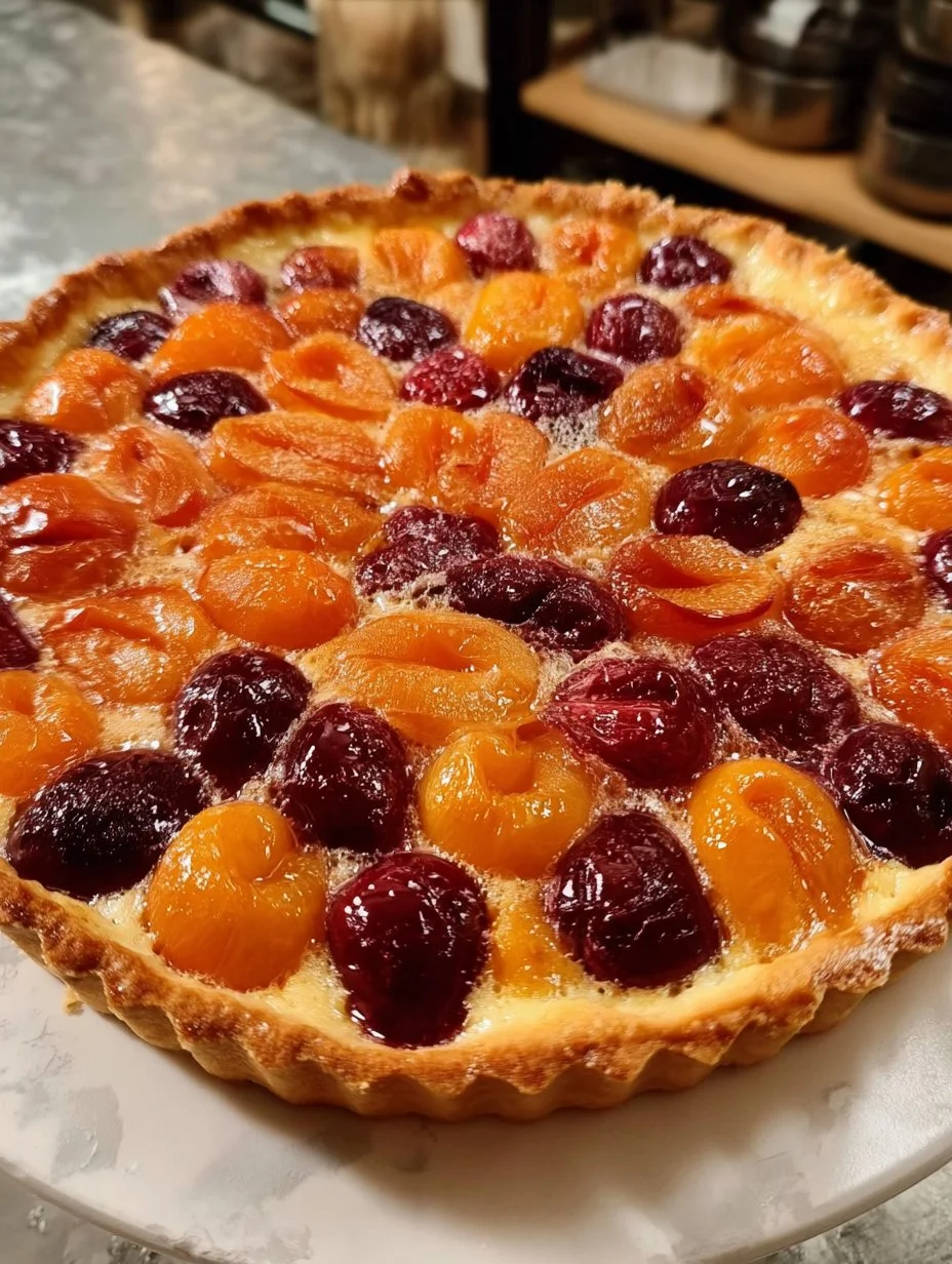 Tarte abricots et cerises