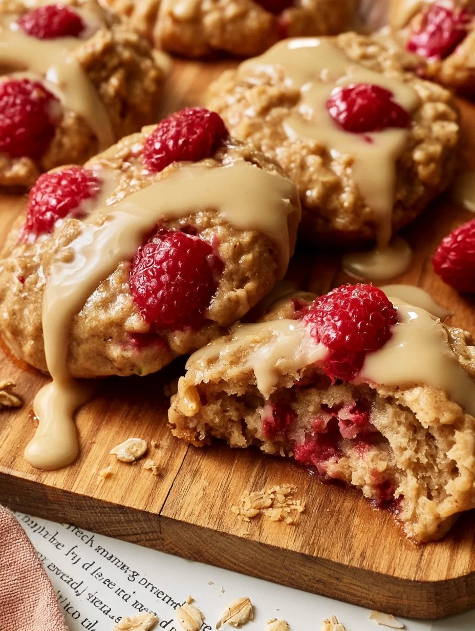 Biscuits au gruau, framboises et au sucre à la crème