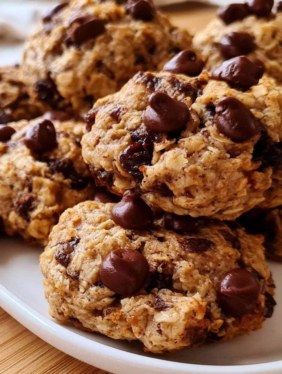 Biscuits aux dattes, banane, flocons d’avoine et pépites de chocolat sans sucre ajouté