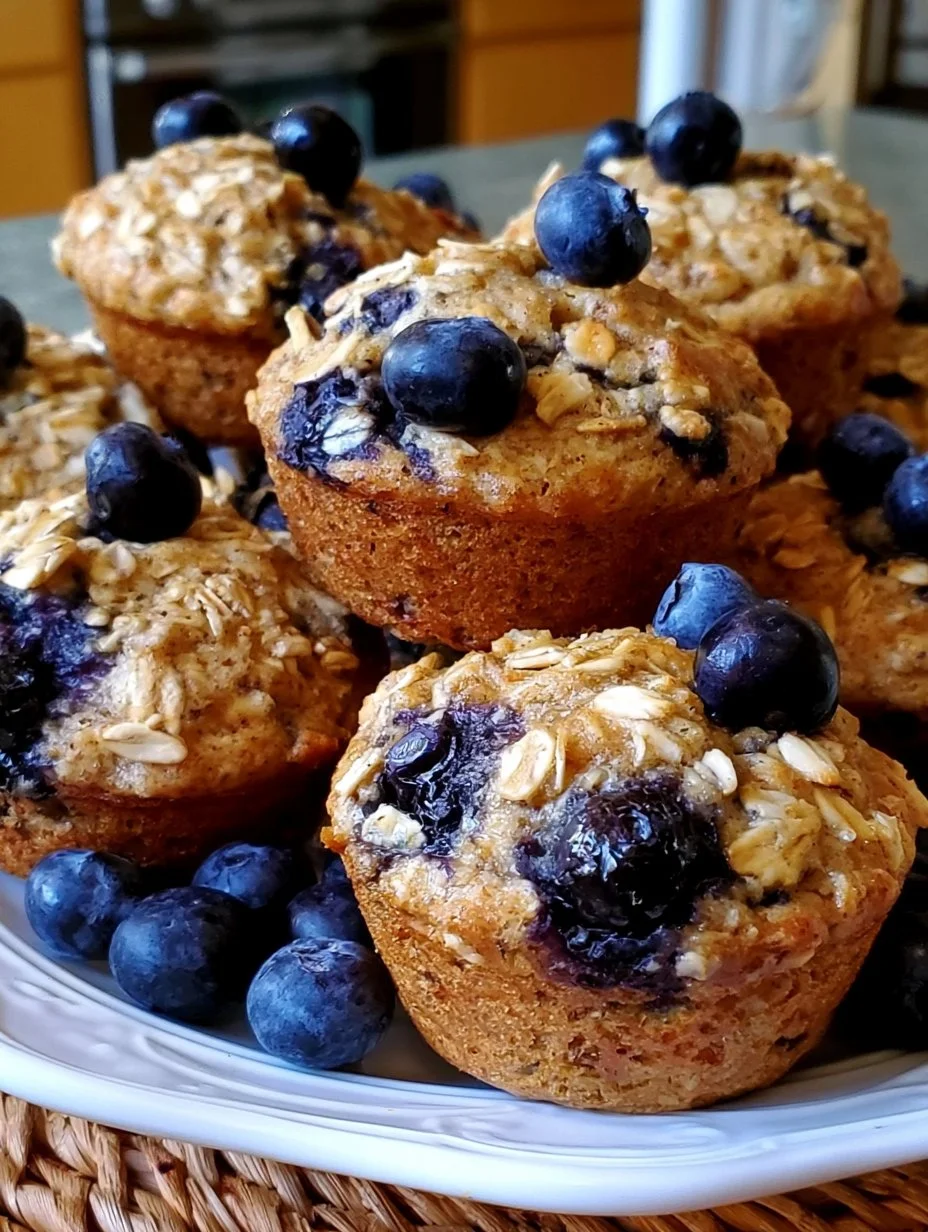 Muffins à l’avoine, bananes et bleuets à l’érable