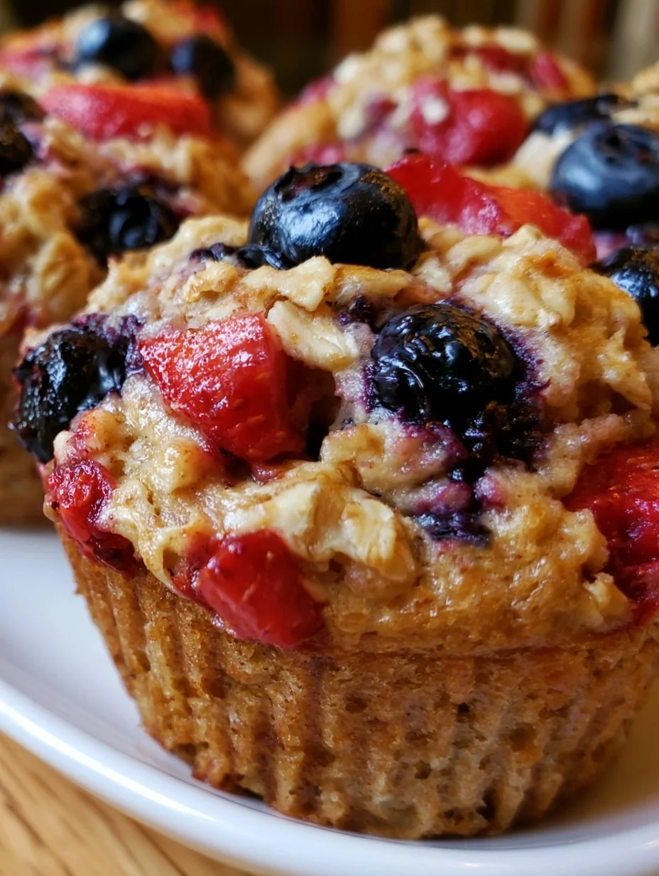 Muffins aux bleuets, aux fraises et à l’avoine à l’érable