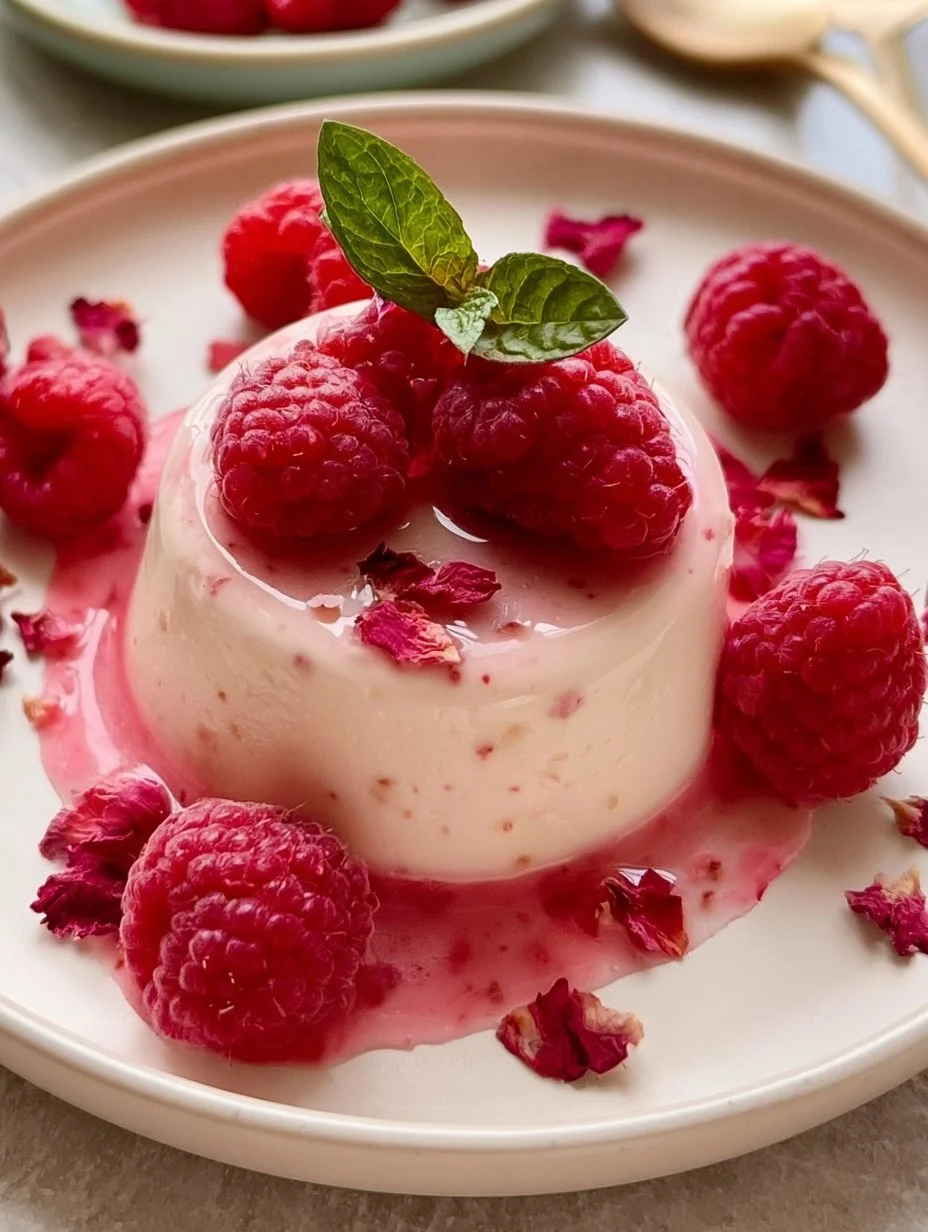 Panna cotta à la rose et aux framboises