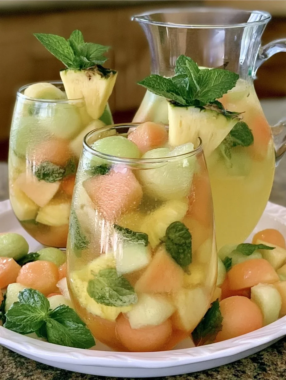 Punch tropical à l’ananas, au melon et à la menthe