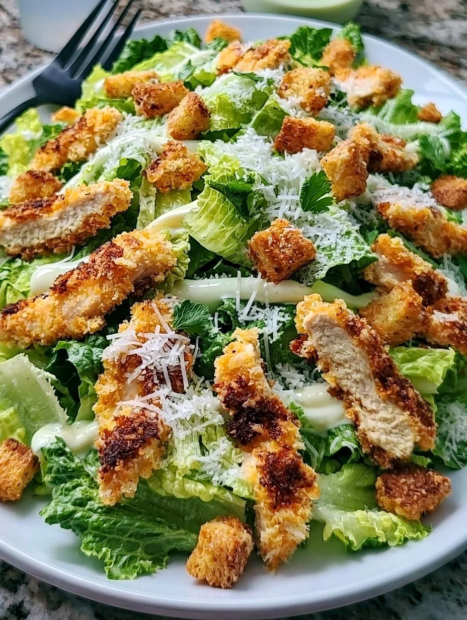 Salade César poulet croustillant rapide et savoureuse