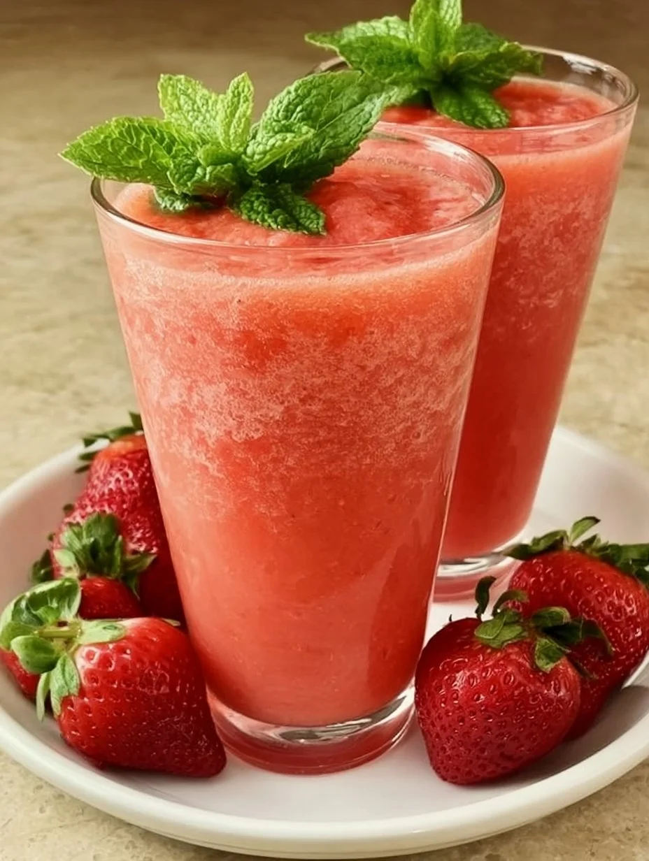 Smoothie pastèque fraise menthe