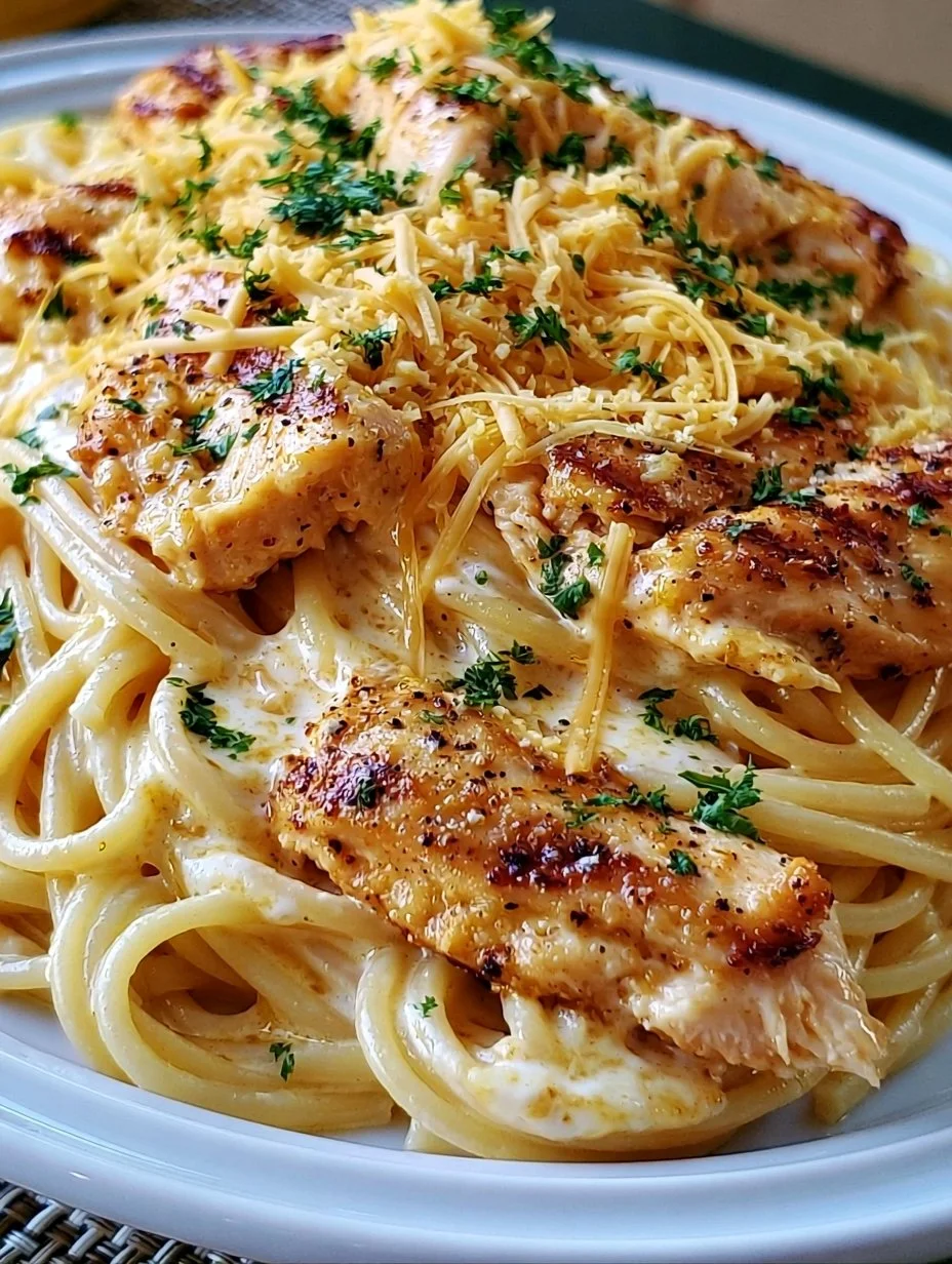 Spaghetti chicken lemon cheddar parmesan Quick and Tasty
