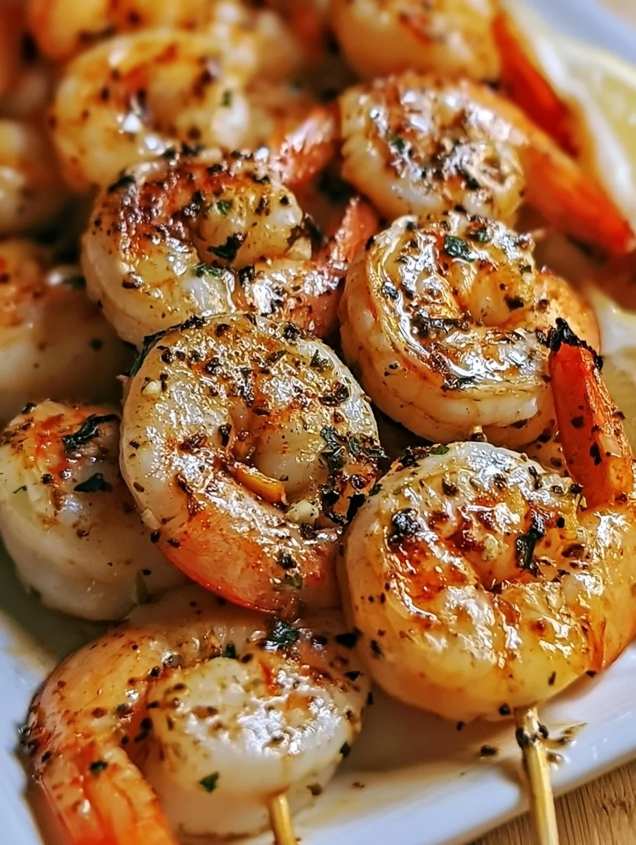 Brochettes de crevettes marinées à l’ail, paprika et cumin