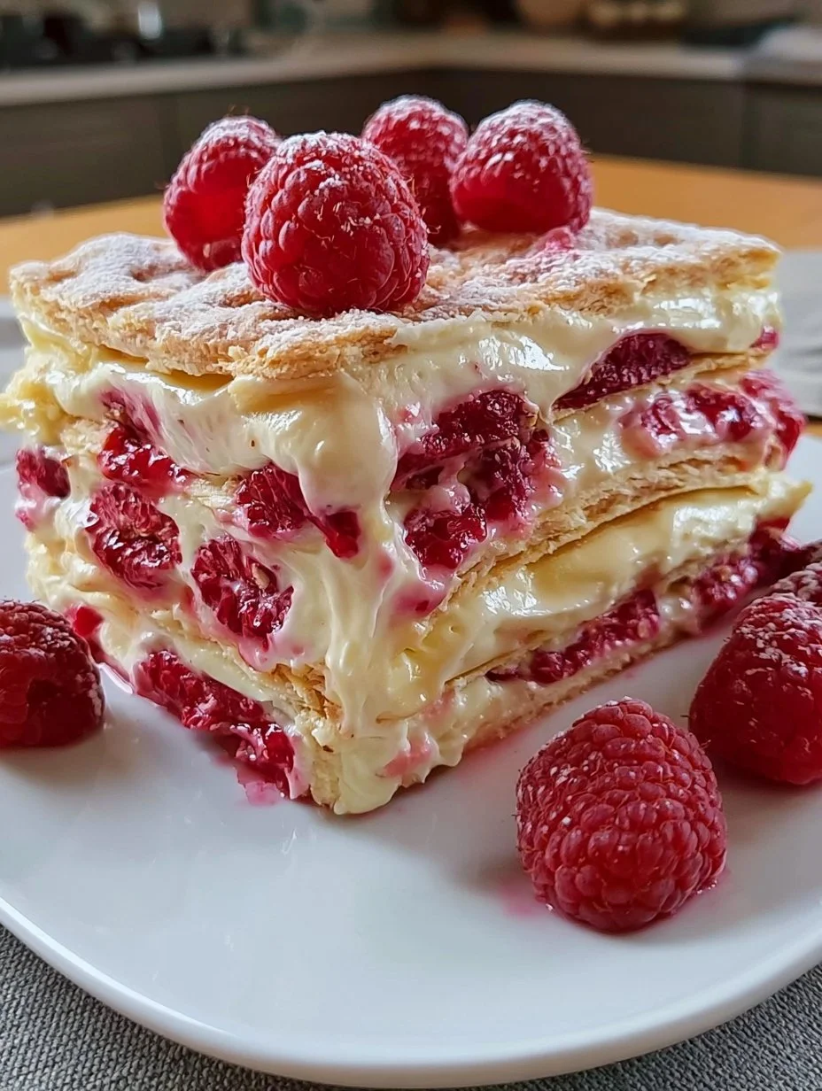 Lasagne chocolat blanc framboise au mascarpone