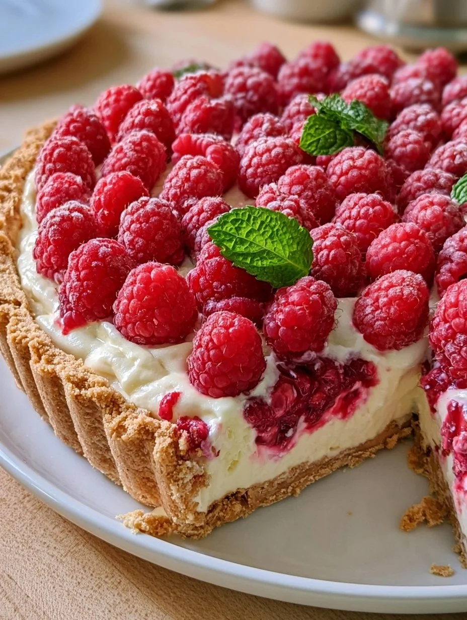 Tarte sans cuisson aux framboises