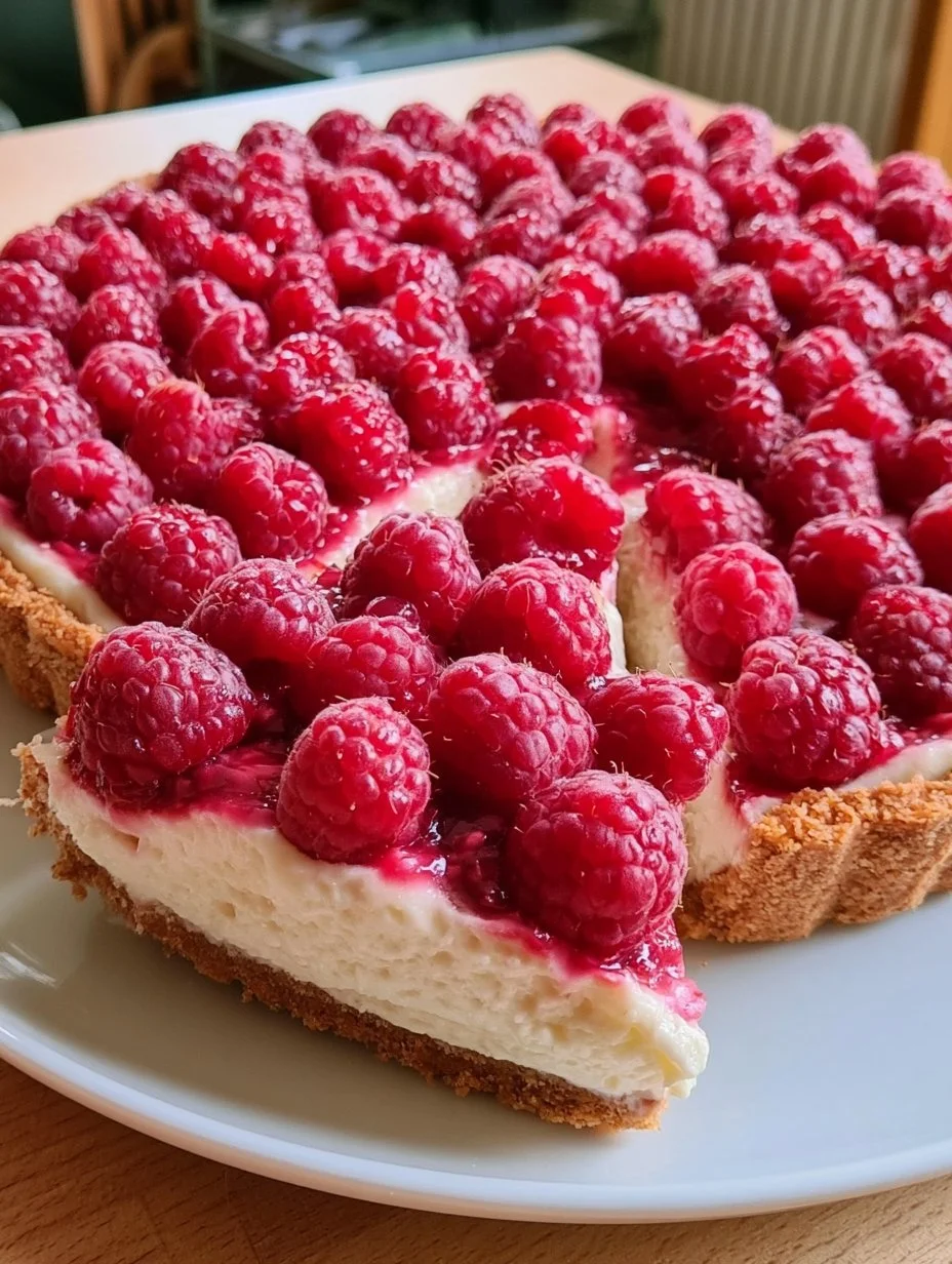 Tarte sans cuisson aux framboises